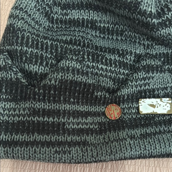 Hot Topic Black and Gray Striped Beanie - Picture 4 of 5